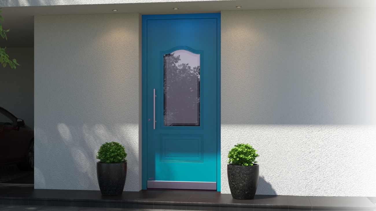 Turquoise wooden door
