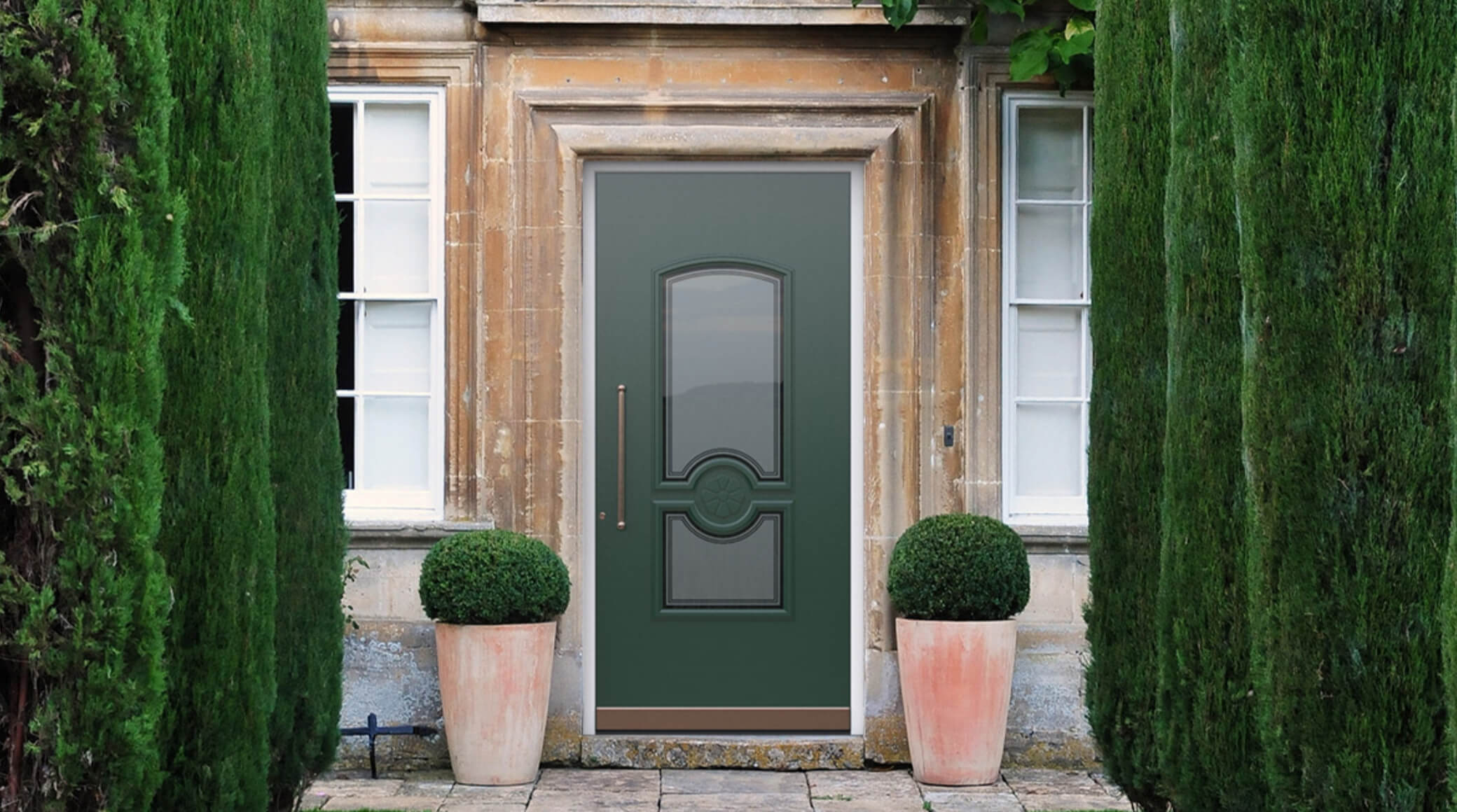 Rustic green doors