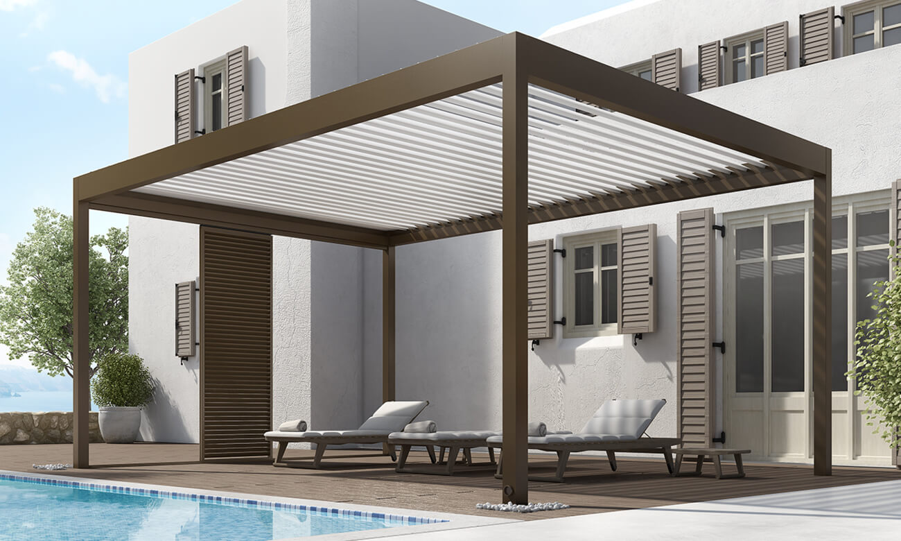 Patio pergolas for conservatory and pool area